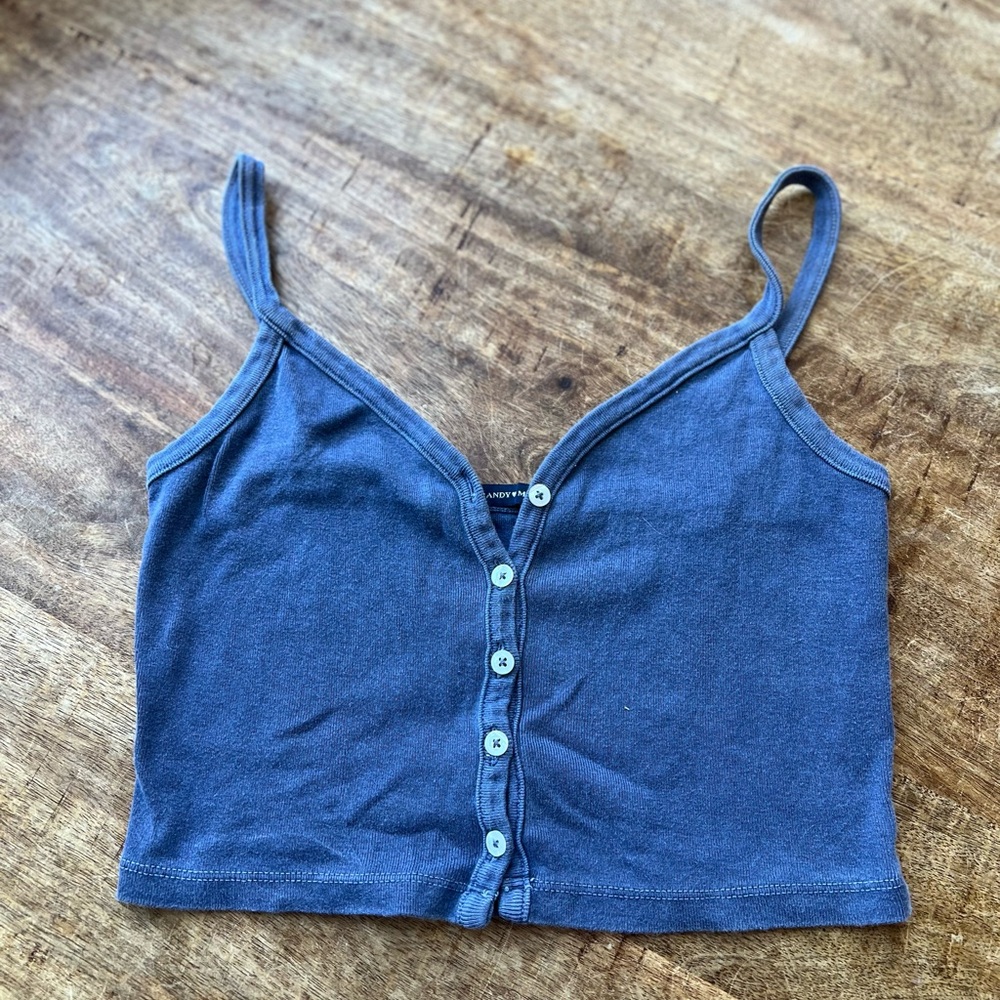 Brandy Melville Blue Button-Up Women's Top